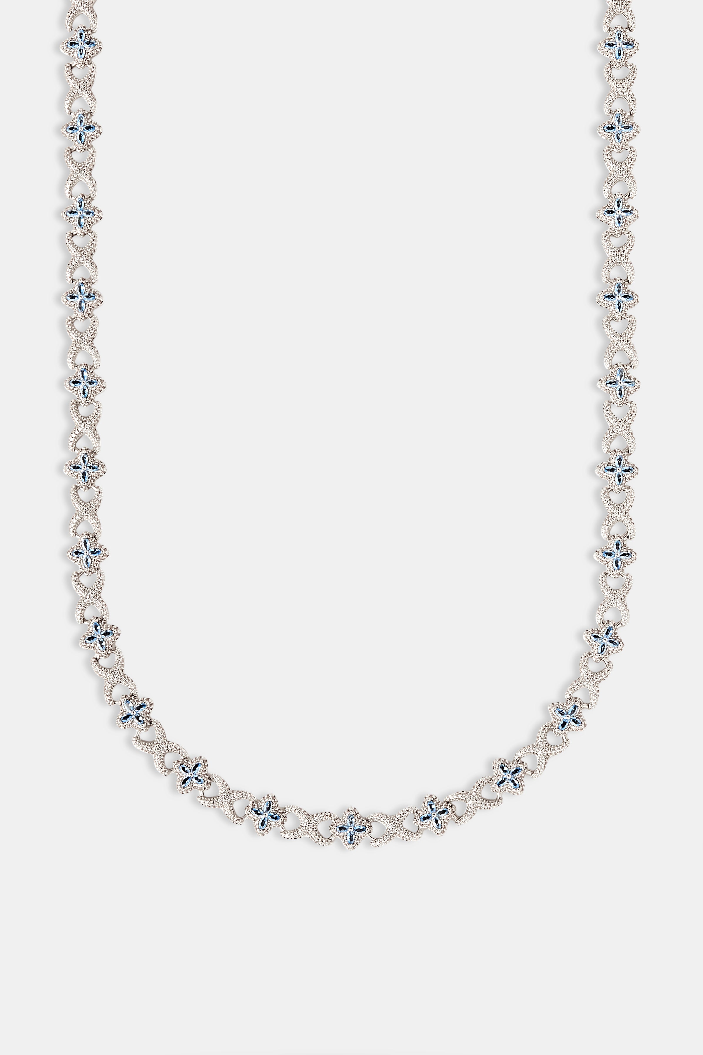Unendlichkeitskette mit Baguette-Motiv in Eisblau – 10 mm